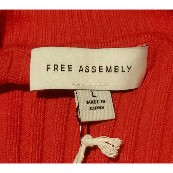 Free Assembly Ribbed Sweater Dress Long Sleeve Holiday Party Work Women Large - Picture 4 of 5